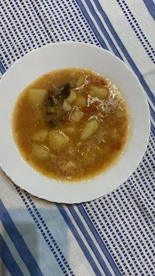 Homemade Potato Stew with Tender Beef - traditional Albanian main course